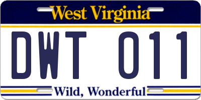 WV license plate DWT011