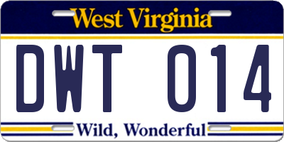 WV license plate DWT014