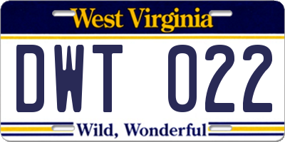 WV license plate DWT022