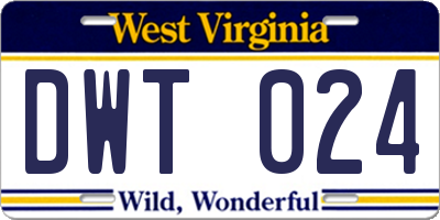 WV license plate DWT024