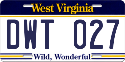 WV license plate DWT027