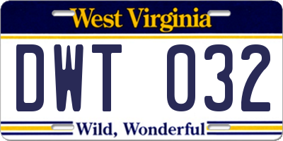 WV license plate DWT032