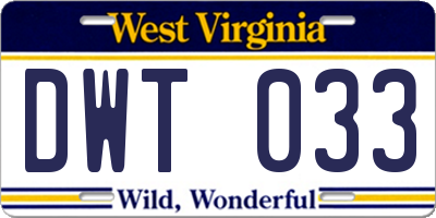 WV license plate DWT033