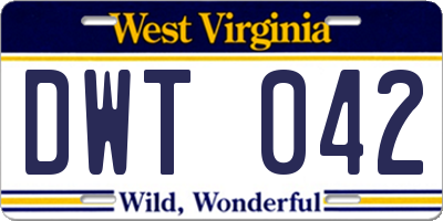 WV license plate DWT042