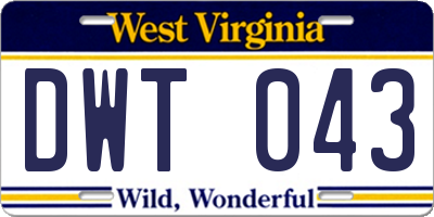 WV license plate DWT043