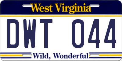 WV license plate DWT044