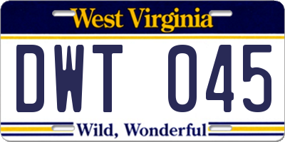 WV license plate DWT045