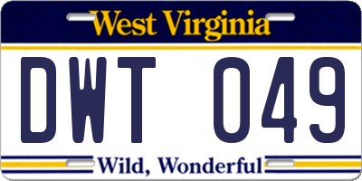 WV license plate DWT049