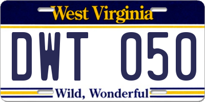 WV license plate DWT050