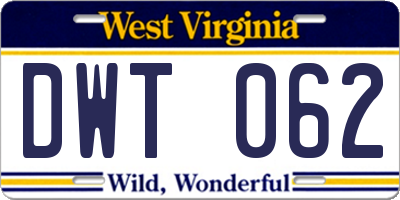 WV license plate DWT062