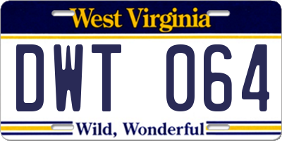 WV license plate DWT064