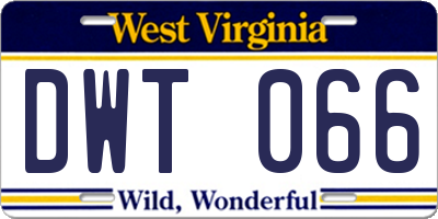 WV license plate DWT066