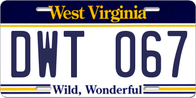 WV license plate DWT067