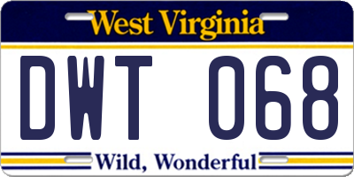WV license plate DWT068
