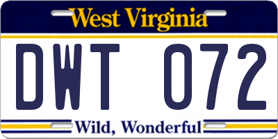 WV license plate DWT072
