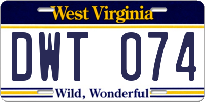 WV license plate DWT074