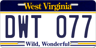 WV license plate DWT077