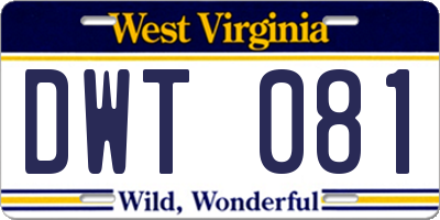 WV license plate DWT081