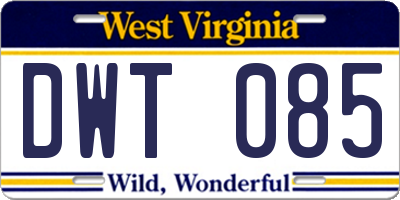 WV license plate DWT085