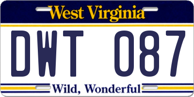 WV license plate DWT087