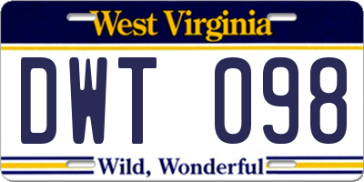 WV license plate DWT098