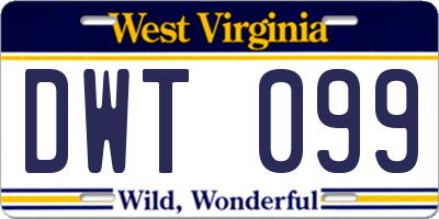 WV license plate DWT099