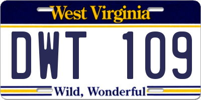 WV license plate DWT109