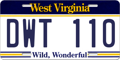WV license plate DWT110