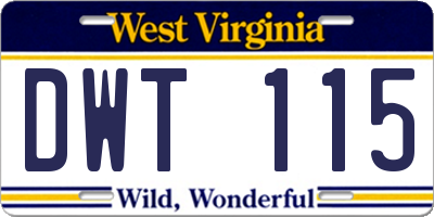 WV license plate DWT115