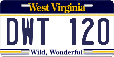 WV license plate DWT120
