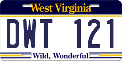 WV license plate DWT121
