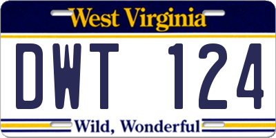 WV license plate DWT124