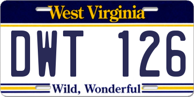 WV license plate DWT126