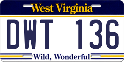 WV license plate DWT136