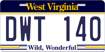 WV license plate DWT140