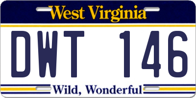 WV license plate DWT146
