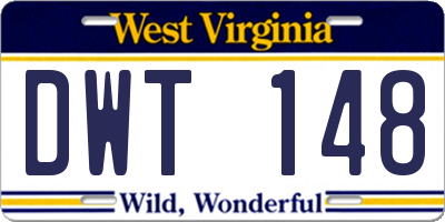 WV license plate DWT148