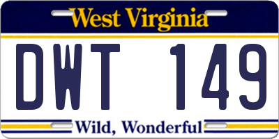 WV license plate DWT149