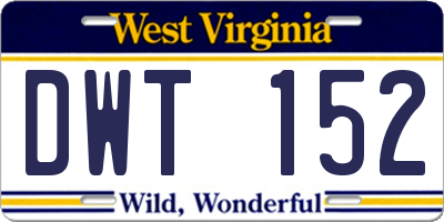 WV license plate DWT152