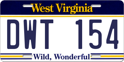 WV license plate DWT154