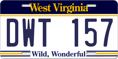 WV license plate DWT157
