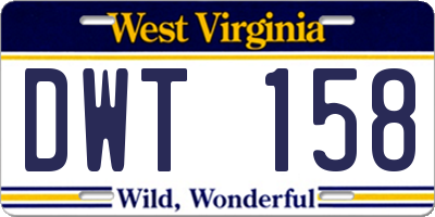 WV license plate DWT158