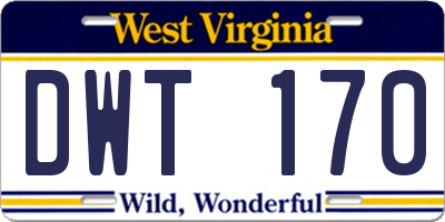 WV license plate DWT170