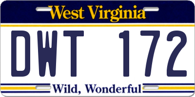 WV license plate DWT172