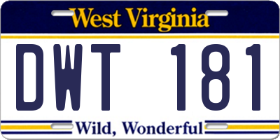 WV license plate DWT181