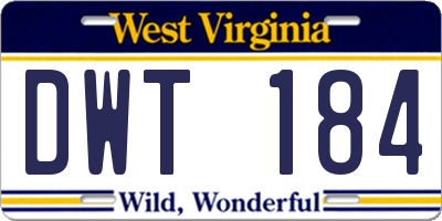 WV license plate DWT184