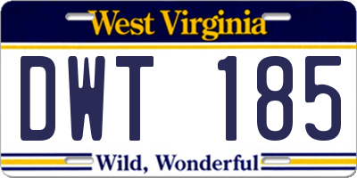 WV license plate DWT185