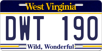 WV license plate DWT190