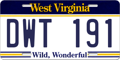 WV license plate DWT191