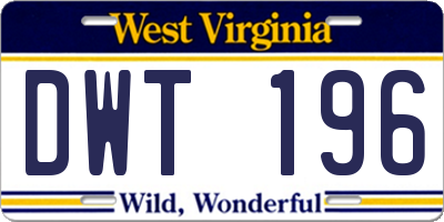WV license plate DWT196